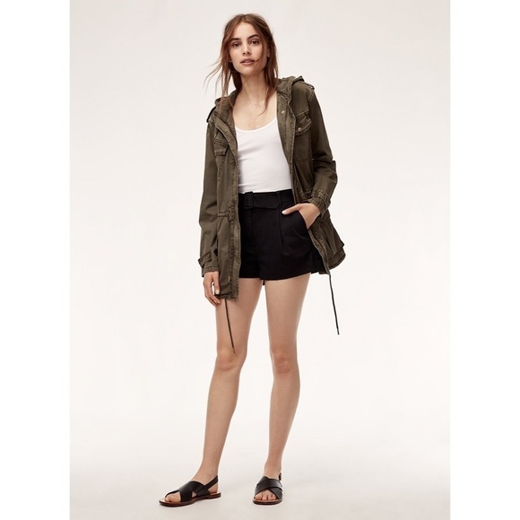 ARITZIA Talula Green Button Up Hooded Utility Jacket - Picture 5 of 10